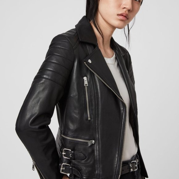 AllSaints Halley Leather Biker/Moto Jacket - Picture 2 of 5